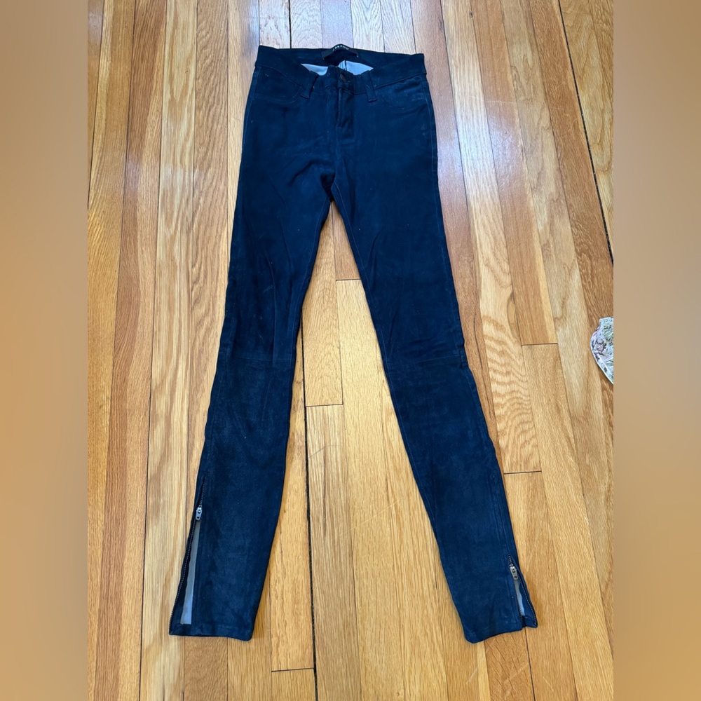 J Brand Navy Suede Skinny Jeans Size 23 Excellent Condition